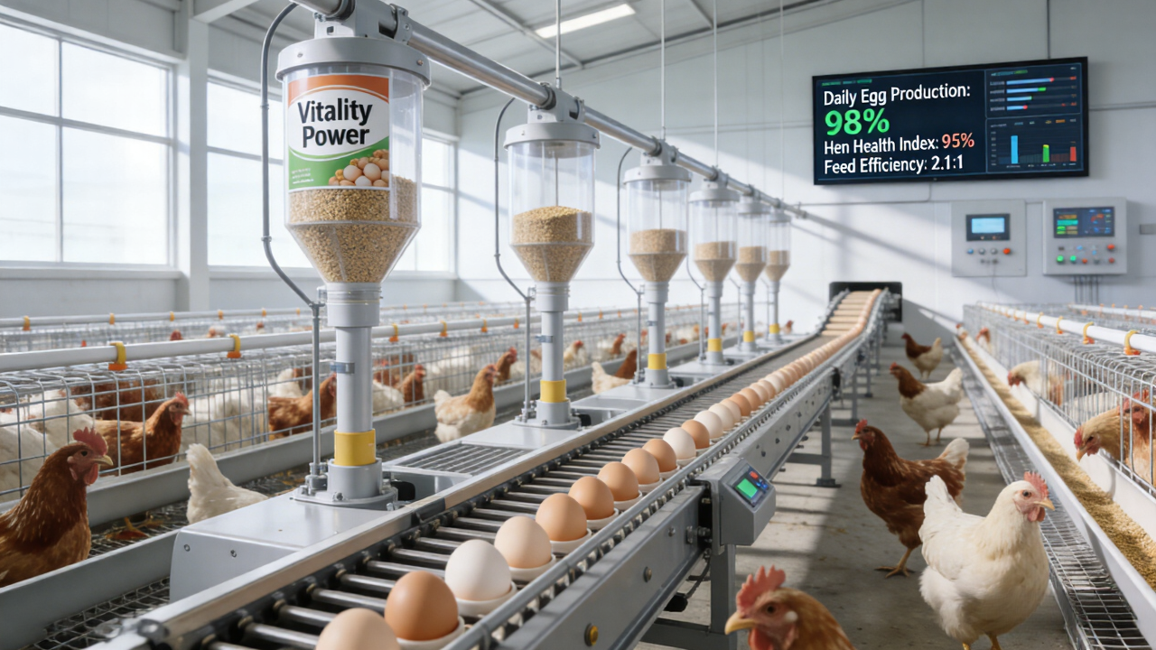 現代化蛋雞場添加活力旺飼料示意圖